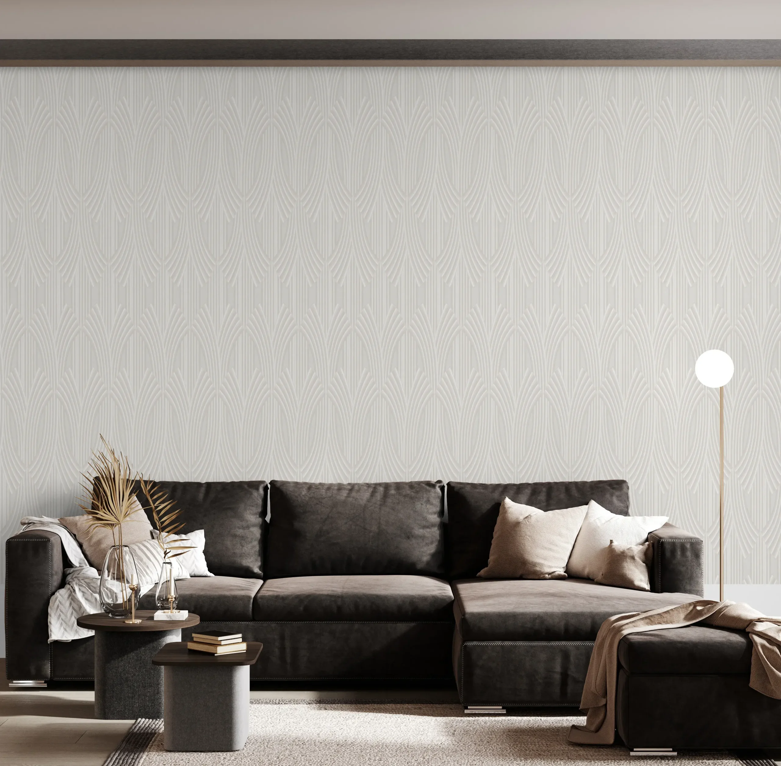 White Embossed Wallpaper – Glittering Serenity (24102-1)